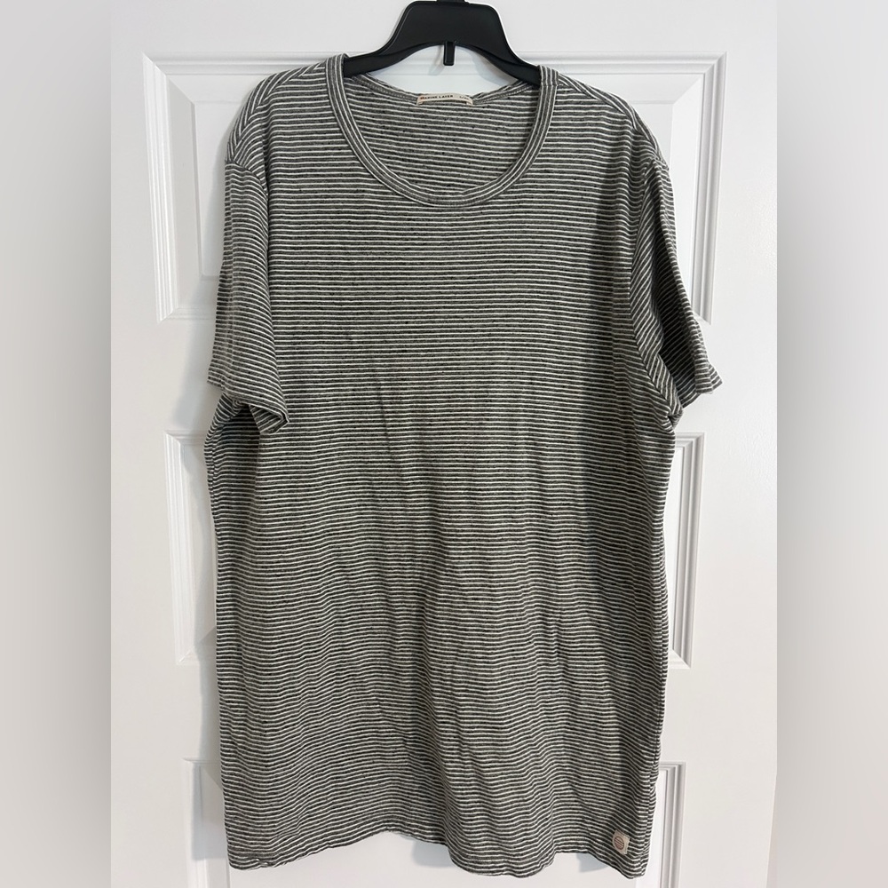 Marine Layer Grey and White Striped Tee